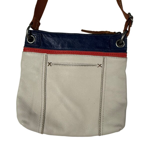 The Sak Kendra Leather Crossbody Red Cream Blue Patriotic Purse Bag - Picture 3 of 11